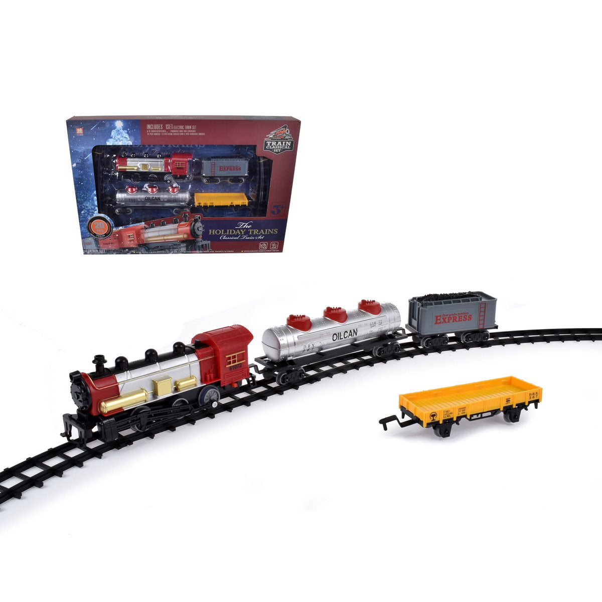 Tren Clasico Electrico Con Sonido Y 3 Vagones 20 Piezas Con Pilas Recargables Categoría: Pistas y playsets Tipo producto: Trenes de juguete y juegos de trenes